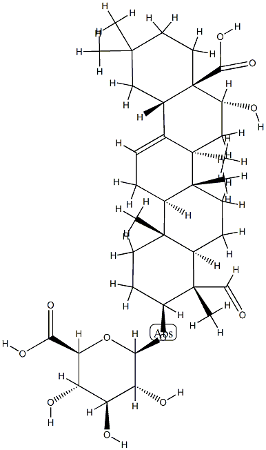 beta-d-Glucopyranosiduronic acid, (3beta,4alpha,16alpha)-17-carboxy-16-hydroxy-23-oxo-28-norolean-12-en-3-yl 구조식 이미지