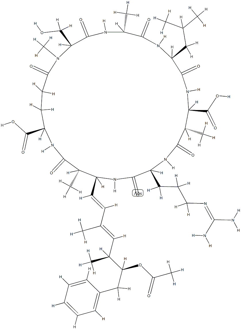 Cyanoginosin LA, 1-(N-methylserine)-5-L-arginine-6-((2S,4E,6E,8S,9S)-9 -(acetyloxy)-4,5,6,7-tetradehydro-2,6,8-trimethyl-10-phenyl-L-3-aminod ecanoic acid)- Structure