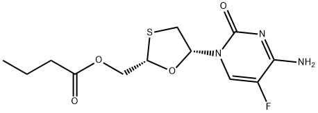 ((2S,5R)-5-(4-amino-5-fluoro-2-oxopyrimidin-1(2H)-yl)-1,3-oxathiolan-2-yl)methyl butyrate(WXC04777) Structure