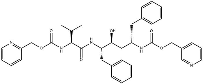 pyridin-3-ylmethyl N-[(2S,4S,5S)-4-hydroxy-5-[[(2S)-3-methyl-2-(pyridi n-2-ylmethoxycarbonylamino)butanoyl]amino]-1,6-diphenyl-hexan-2-yl]car bamate Structure