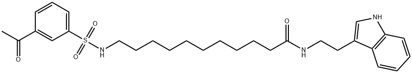 11-N-(3-acetylbenzenesulfonyl)undecanoyl tryptamine Structure