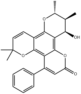 11,12-Dihydro-12α-hydroxy-6,6,10α,11α-tetramethyl-4-phenyl-2H,6H,10H-benzo[1,2-b:3,4-b':5,6-b'']tripyran-2-one Structure