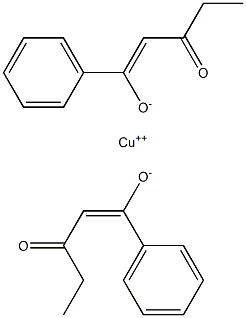 bis(1-phenylpentane-1,3-dionato-O,O')copper Structure