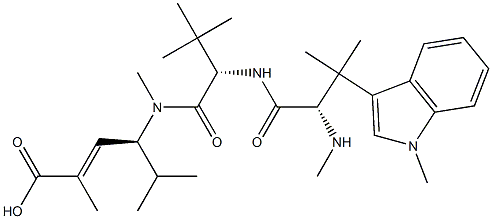 L-Valinamide, N,b,b,1-tetramethyl-L-tryptophyl-N-[(1S,2E)-3-carboxy-1-(1-methylethyl)-2-buten-1-yl]-N,3-dimethyl- Structure