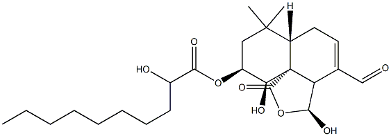 Decanoic acid,2-hydroxy-,(3S,3aS,6aS,9S,10R,10aR)-4-formyl-3,3a,6,6a,7,8,9,10-octahydro-3,10-dihydroxy-7,7-dimethyl-1-oxo-1H-naphtho[1,8a-c]furan-9-ylester, (2R)- 구조식 이미지