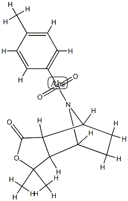 3a,4,5,6,7,7a-Hexahydro-4,7-epimino-3,3-dimethyl-8-[(4-methylphenyl)sulfonyl]isobenzofuran-1(3H)-one 구조식 이미지