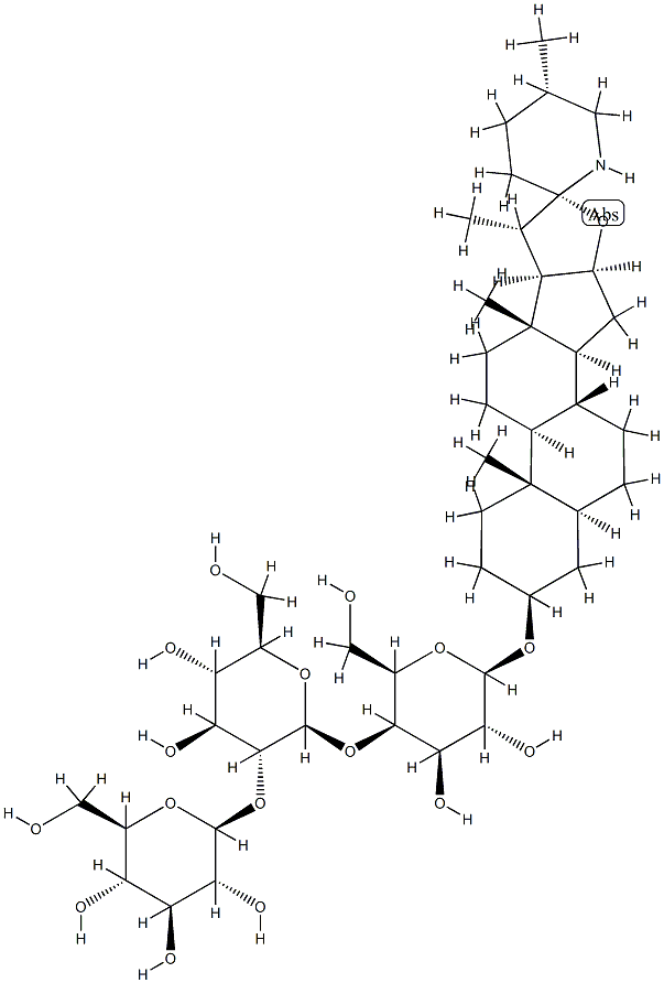 beta-D-Galactopyranoside, (3beta,5alpha,22beta,25S)-spirosolan-3-yl O-beta-D-glucopyranosyl-(1-2)-O-beta-D-glucopyranosyl-(1-4)- 구조식 이미지