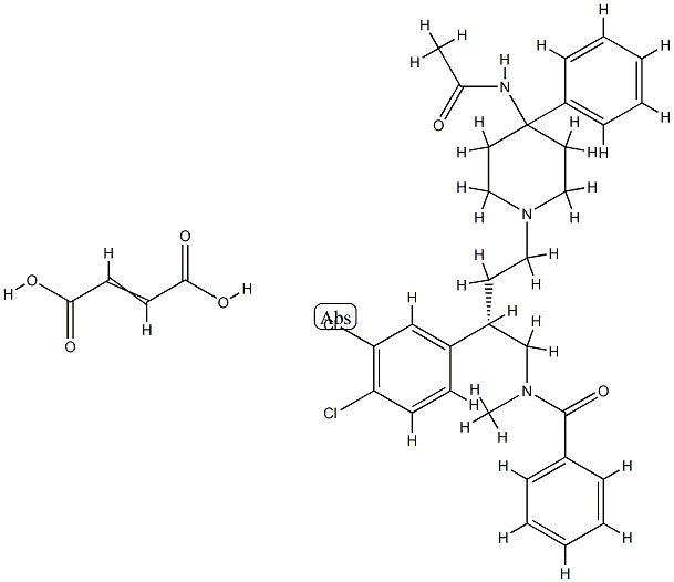 (S)-N-[4-(4-acetamido-4-phenyl-1-piperidyl)-2-(3,4-dichlorophenyl)butyl ]-N-methylbenzamide--fumaric acid (1:1) 구조식 이미지