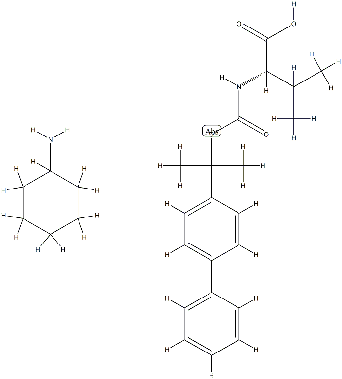 N-[(1-[1,1'-biphenyl]-4-yl-1-methylethoxy)carbonyl]-L-valine, compound with cyclohexylamine (1:1) 구조식 이미지