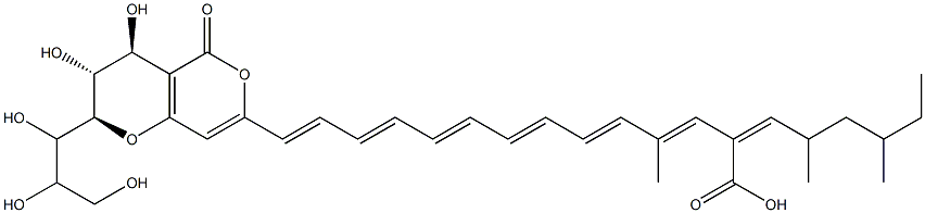 (2Z,3E,5E,7E,9E,11E,13E)-14-[(7S,8R,9R)-7,8-dihydroxy-5-oxo-9-(1,2,3-t rihydroxypropyl)-4,10-dioxabicyclo[4.4.0]deca-2,11-dien-3-yl]-2-(2,4-d imethylhexylidene)-4-methyl-tetradeca-3,5,7,9,11,13-hexaenoic acid Structure