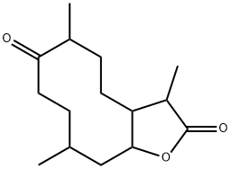 9α-Hydroxy-8-isopropyl-5ξ-methyl-4-oxocyclodecane-1ξ-carboxylic acid γ-lactone Structure