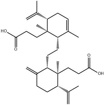 (1R)-2α-[2-[(1S,2S,3S)-2-(2-Carboxyethyl)-2-methyl-6-methylene-3-(1-methylethenyl)cyclohexyl]ethyl]-1,3-dimethyl-6α-(1-methylethenyl)-3-cyclohexene-1-propionic acid 구조식 이미지