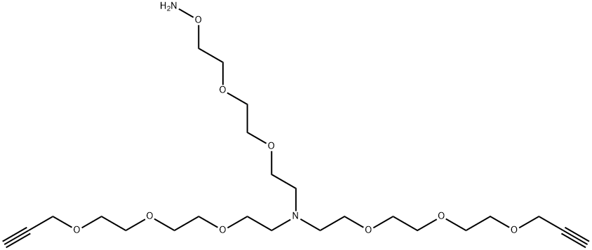 N-(Aminooxy-PEG2)-N-bis(PEG3-propargyl) Structure