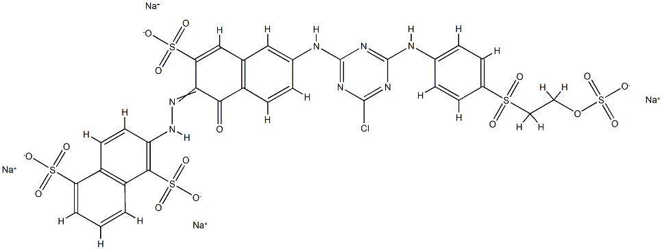 1,5-Naphthalenedisulfonic acid, 2-6-4-chloro-6-4-2-(sulfooxy)ethylsulfonylphenylamino-1,3,5-triazin-2-ylamino-1-hydroxy-3-sulfo-2-naphthalenylazo-, sodium salt 구조식 이미지