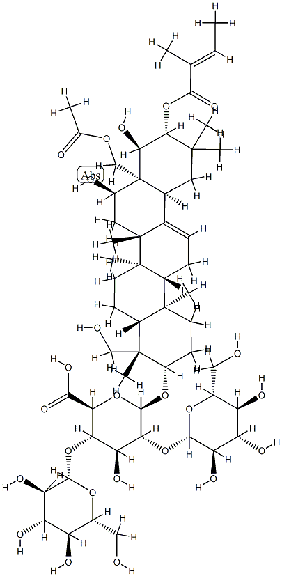 219944-39-5 (3beta,4beta,16alpha,21beta,22alpha)-28-(Acetyloxy)-16,22,23-trihydroxy-21-[[(2E)-2-methyl-1-oxo-2-buten-1-yl]oxy]olean-12-en-3-yl O-beta-D-glucopyranosyl-(1-2)-O-[beta-D-glucopyranosyl-(1-4)]-beta-D-glucopyranosiduronic acid