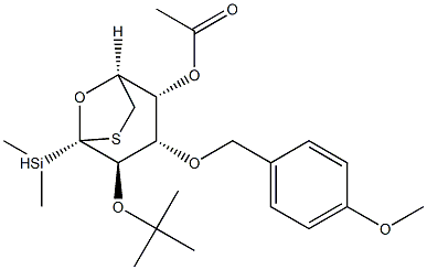 .beta.-D-Galactopyranose, 1,6-dideoxy-2-O-(1,1-dimethylethyl)dimethylsilyl-1,6-epithio-3-O-(4-methoxyphenyl)methyl-, acetate 구조식 이미지