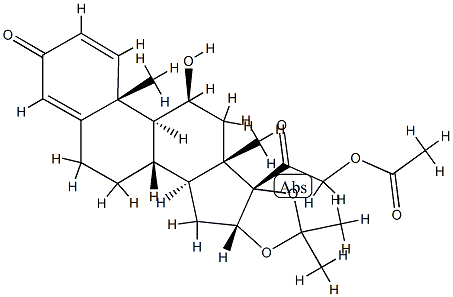 Pregna-1,4-diene-3,20-dione,11β,16α,17α,21-tetrahydroxy-1,4-pregnadiene-3,20-dione 16,17-acetonide 21-acetate 구조식 이미지