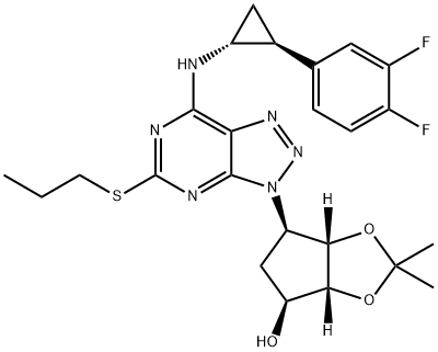 (3aR,4S,6R,6aS)-6-(7-(((1R,2S)-2-(3,4-difluorophenyl)cyclopropyl)aMino)-5-(propylthio)-3H-[1,2,3]triazolo[4,5-d]pyriMidin-3-yl)-2,2- Structure