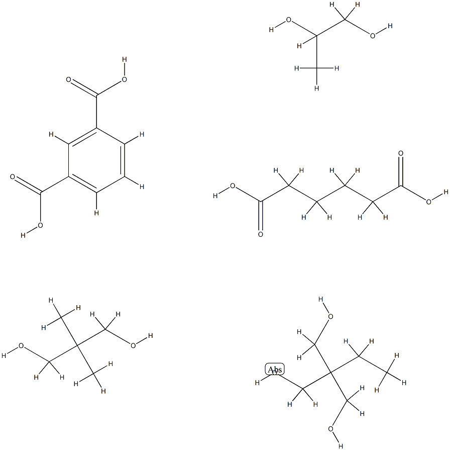아이소프탈산 폴리에스터, 아디프산, 2,2-다이메틸-1,3-프로페인디올, 2-에틸-2-(하이드록시메틸)-1,3-프로페인디올, 1,2-프로페인디올함유 구조식 이미지