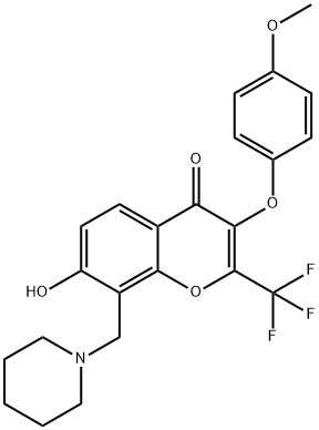 7-hydroxy-3-(4-methoxyphenoxy)-8-(piperidin-1-ylmethyl)-2-(trifluoromethyl)-4H-chromen-4-one 구조식 이미지