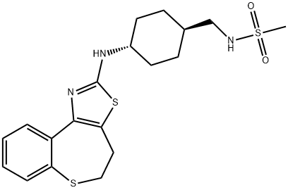 N-[[trans-4-[(4,5-Dihydro[1]benzothiepino[5,4-d]thiazol-2-yl)amino]cyclohexyl]methyl]methanesulfonamide 구조식 이미지