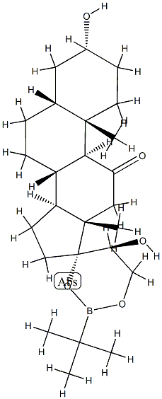 (20S)-17,21-[(tert-Butylboranediyl)bisoxy]-3α,20-dihydroxy-5β-pregnan-11-one 구조식 이미지