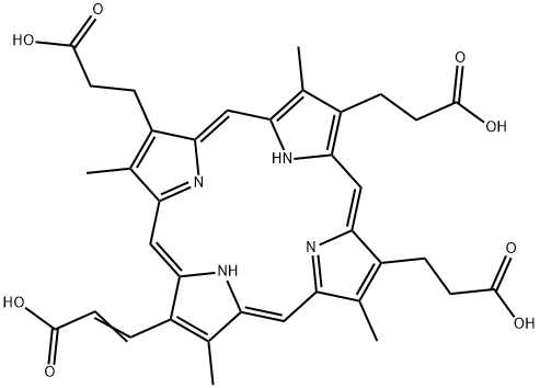 12-(2-Carboxyvinyl)-3,8,13,17-tetramethyl-21H,23H-porphyrin-2,7,18-tripropanoic acid 구조식 이미지