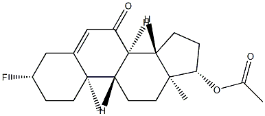 17β-(아세틸옥시)-3β-플루오로안드로스트-5-엔-7-온 구조식 이미지