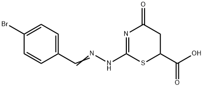 2-[2-(4-bromobenzylidene)hydrazino]-4-oxo-5,6-dihydro-4H-1,3-thiazine-6-carboxylic acid 구조식 이미지