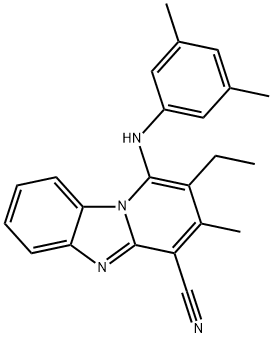 1-(3,5-dimethylanilino)-2-ethyl-3-methylpyrido[1,2-a]benzimidazole-4-carbonitrile 구조식 이미지