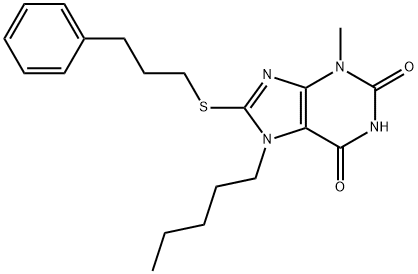 3-methyl-7-pentyl-8-[(3-phenylpropyl)sulfanyl]-3,7-dihydro-1H-purine-2,6-dione Structure