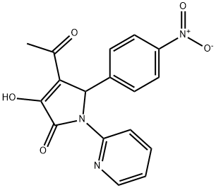 4-acetyl-3-hydroxy-5-{4-nitrophenyl}-1-pyridin-2-yl-1,5-dihydro-2H-pyrrol-2-one 구조식 이미지