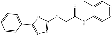 N-(2-methylphenyl)-2-[(5-phenyl-1,3,4-oxadiazol-2-yl)sulfanyl]acetamide Structure