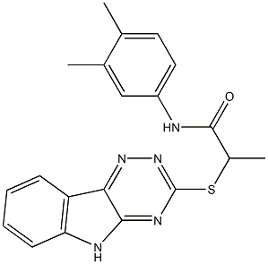 N-(3,4-dimethylphenyl)-2-(5H-[1,2,4]triazino[5,6-b]indol-3-ylsulfanyl)propanamide 구조식 이미지