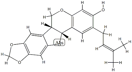 6H-[1,3]Dioxolo[5,6]benzofuro[3,2-c][1]benzopyran-3-ol,6a,12a-dihydro-2-(3-methyl-2-butenyl)-, (6aR-cis)- (9CI) Structure