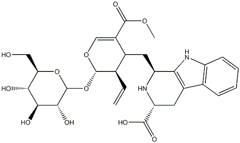 (2S)-3α-Ethenyl-2β-(β-D-glucopyranosyloxy)-3,4-dihydro-4α-[[(1S,3R)-2,3,4,9-tetrahydro-3-carboxy-1H-pyrido[3,4-b]indol-1-yl]methyl]-2H-pyran-5-carboxylic acid 5-methyl ester Structure