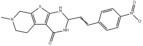 2-(2-{4-nitrophenyl}vinyl)-7-methyl-2,3,5,6,7,8-hexahydropyrido[4',3':4,5]thieno[2,3-d]pyrimidin-4(1H)-one 구조식 이미지