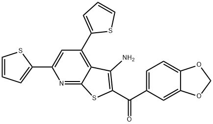 [3-amino-4,6-di(2-thienyl)thieno[2,3-b]pyridin-2-yl](1,3-benzodioxol-5-yl)methanone Structure