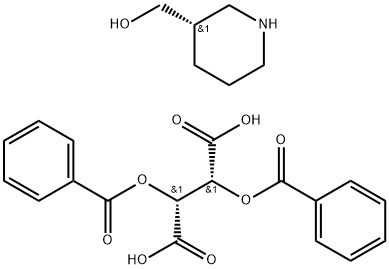 Butanedioic acid, 2,3-bis(benzoyloxy)-, (2R,3R)-(3S)-coMpd. with 3-piperidineMethanol (1:1) Structure