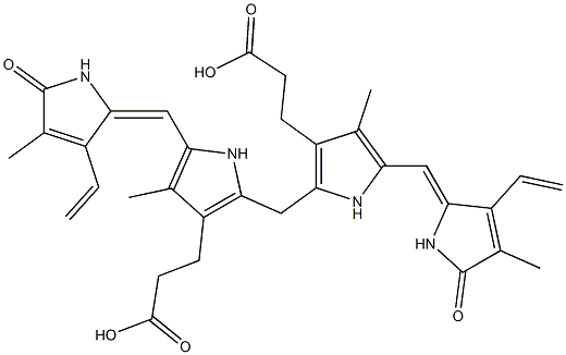 3,17-Divinyl-1,10,19,22,23,24-hexahydro-2,7,13,18-tetramethyl-1,19-dioxo-21H-biline-8,12-dipropionic acid 구조식 이미지
