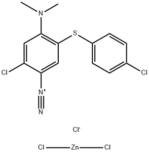 2-chloro-5-[(4-chlorophenyl)thio]-4-(dimethylamino)benzenediazonium chloride, compound with zinc chloride 구조식 이미지