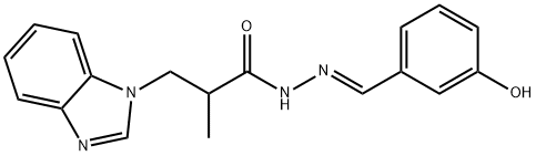 (E)-3-(1H-benzo[d]imidazol-1-yl)-N-(3-hydroxybenzylidene)-2-methylpropanehydrazide 구조식 이미지