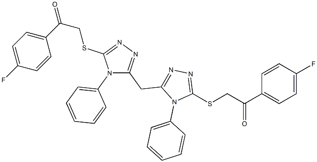 2,2-((methylenebis(4-phenyl-4H-1,2,4-triazole-5,3-diyl))bis(sulfanediyl))bis(1-(4-fluorophenyl)ethan-1-one) Structure