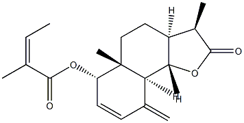 (Z)-2-Methyl-2-butenoic acid [(3R)-2,3,3aβ,4,5,5a,6,9,9aβ,9bα-decahydro-3,5aα-dimethyl-9-methylene-2-oxonaphtho[1,2-b]furan-6β-yl] ester 구조식 이미지