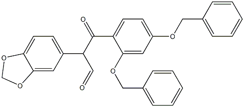 α-[2,4-비스(페닐메톡시)벤조일]-1,3-벤조디옥솔-5-아세트알데히드 구조식 이미지