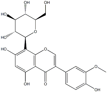 8-β-D-Glucopyranosyl-5,7-dihydroxy-3-(4-hydroxy-3-methoxyphenyl)-4H-1-benzopyran-4-one 구조식 이미지