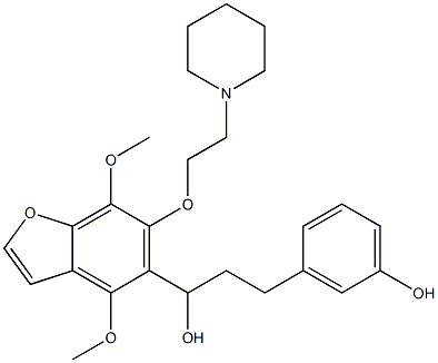 4,7-Dimethoxy-α-[2-(3-hydroxyphenyl)ethyl]-6-[2-(1-piperidinyl)ethoxy]-5-benzofuranmethanol 구조식 이미지