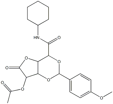 N-cyclohexyl-5-O-acetyl-2,4-O-(4-methoxybenzylidene)glucaro-1-amide-6,3-lactone Structure