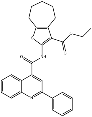 ethyl 2-(2-phenylquinoline-4-carboxamido)-5,6,7,8-tetrahydro-4H-cyclohepta[b]thiophene-3-carboxylate Structure