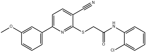 N-(2-chlorophenyl)-2-{[3-cyano-6-(3-methoxyphenyl)-2-pyridinyl]sulfanyl}acetamide 구조식 이미지